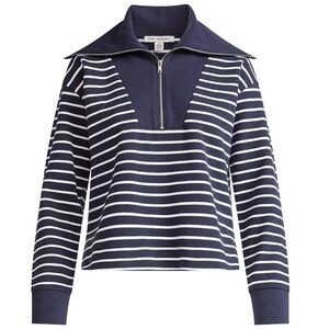 Navy and White Striped Half Zip Sweatshirt NWT
